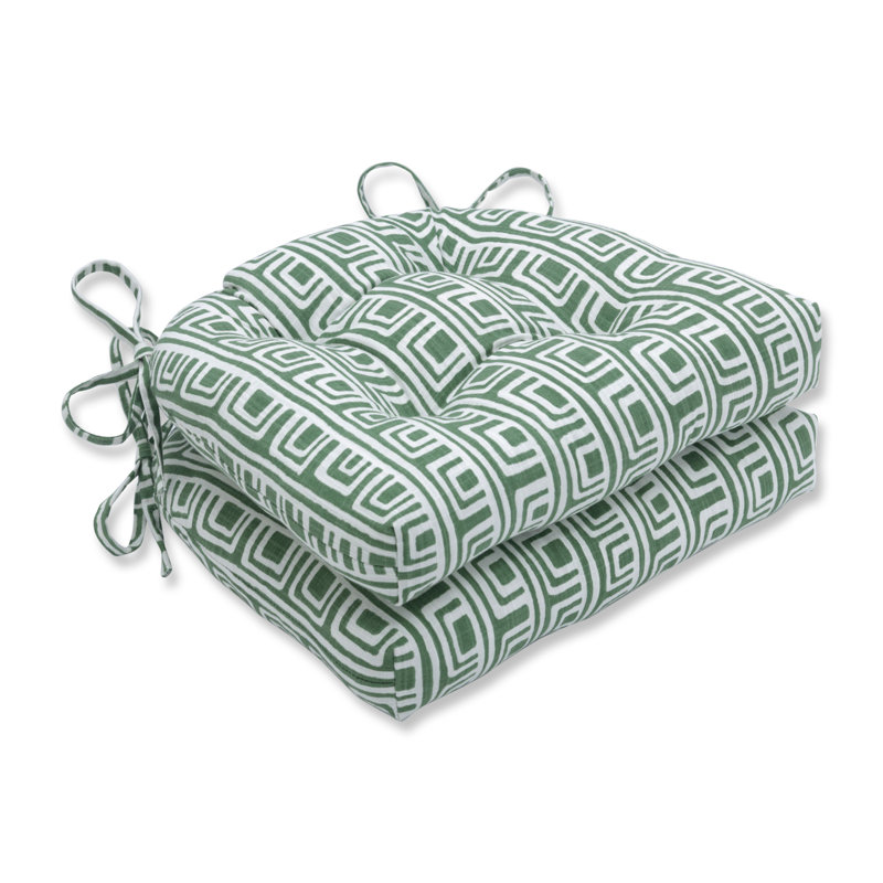 Wrought Studio Squares Grass Reversible Indoor Dining Chair Cushion